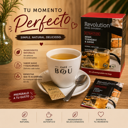 Revolution ATTRACTION Infusión de semillas de cáñamo con cúrcuma y anís