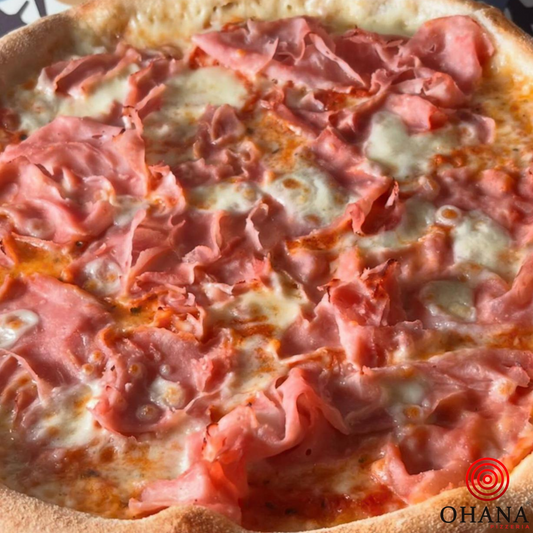 York Queso, salsa de tomate, mozzarella, jamón york