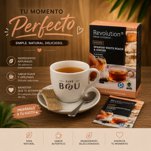 Revolution ADORE Te negro con melocotón y jengibre